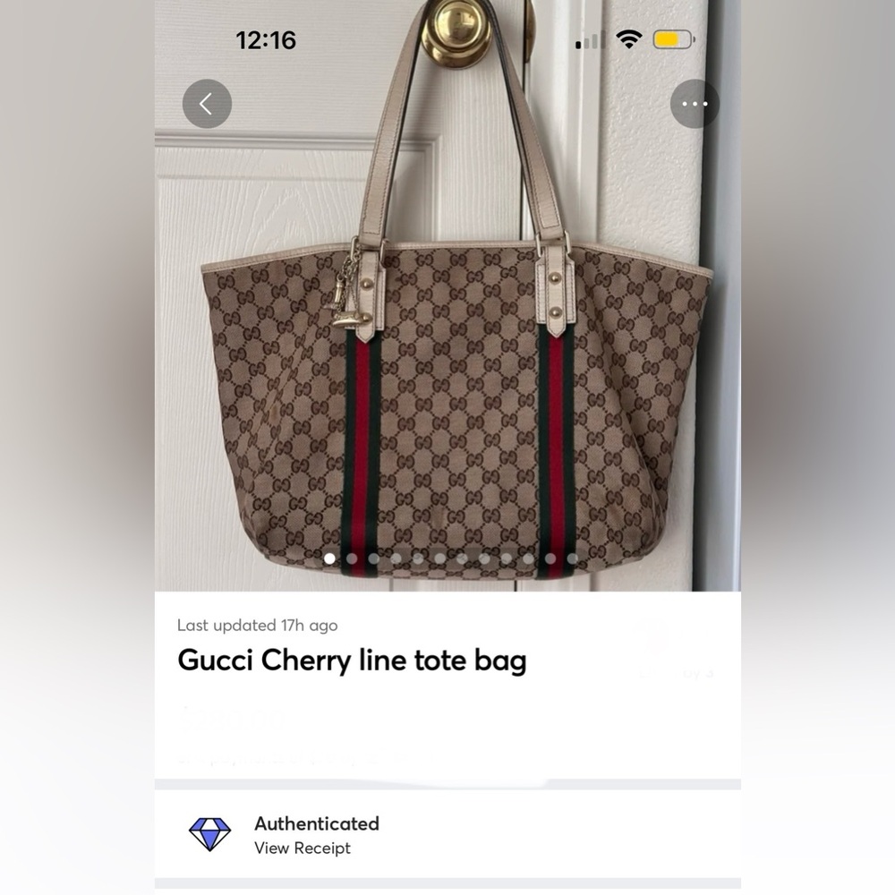 Gucci Cherry line Open Tote Bag - Picture 15 of 16